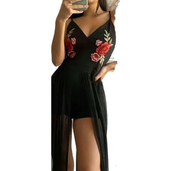 Windsor black floral romper with duster - Picture 1 of 6